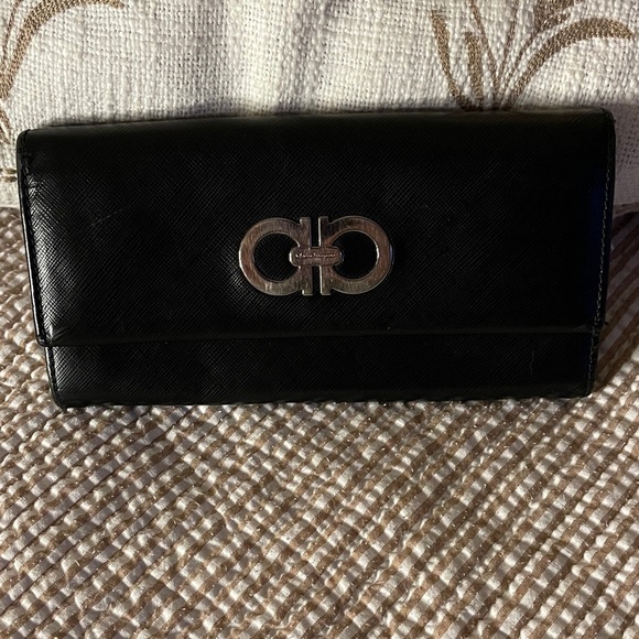 Salvatore Ferragamo Handbags - Black Salvatore Ferragomo Long Black Leather Women's Wallet